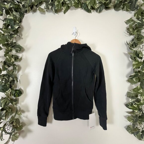 Lululemon Athletic Scuba Hoodie Full Zip Light Cotton Fleece Black NWT Size 2 - Picture 1 of 9